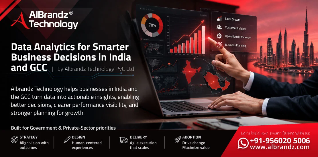 Data analytics and business intelligence services by Albrandz Technology for businesses in India and GCC